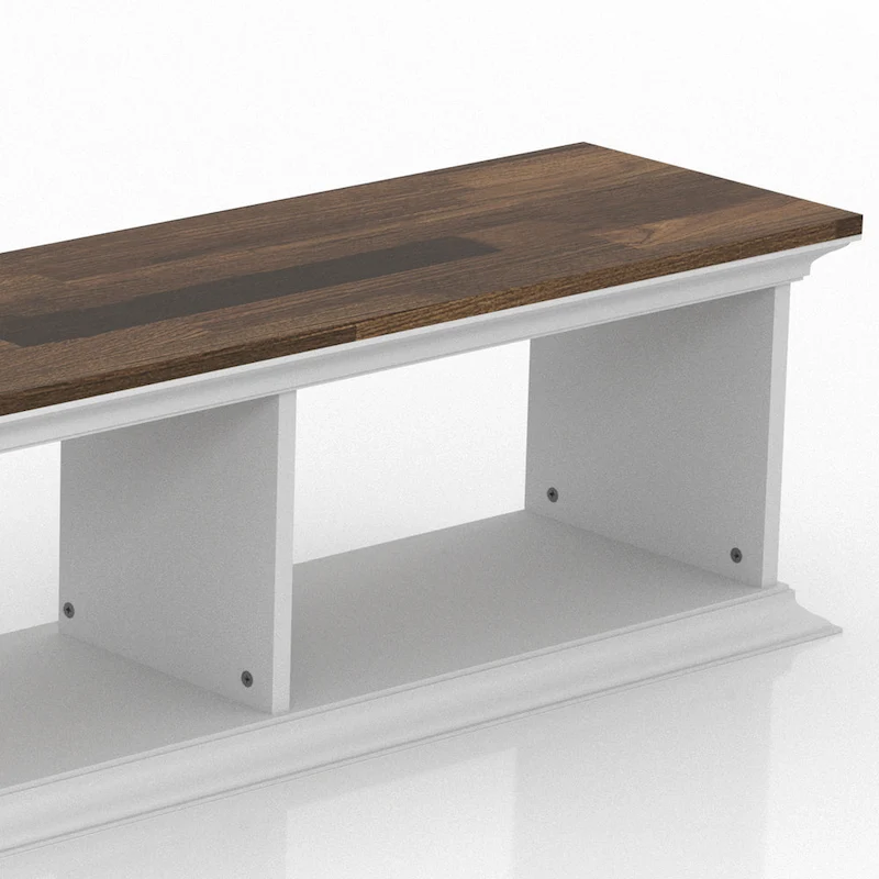 DH BASIC Transitional White 63-Inch 3-Shelf Floating TV Stand by Denhour