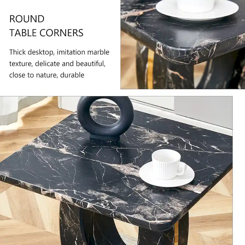 23.6 Square Coffee Table with Gold-Tone Leg Strips