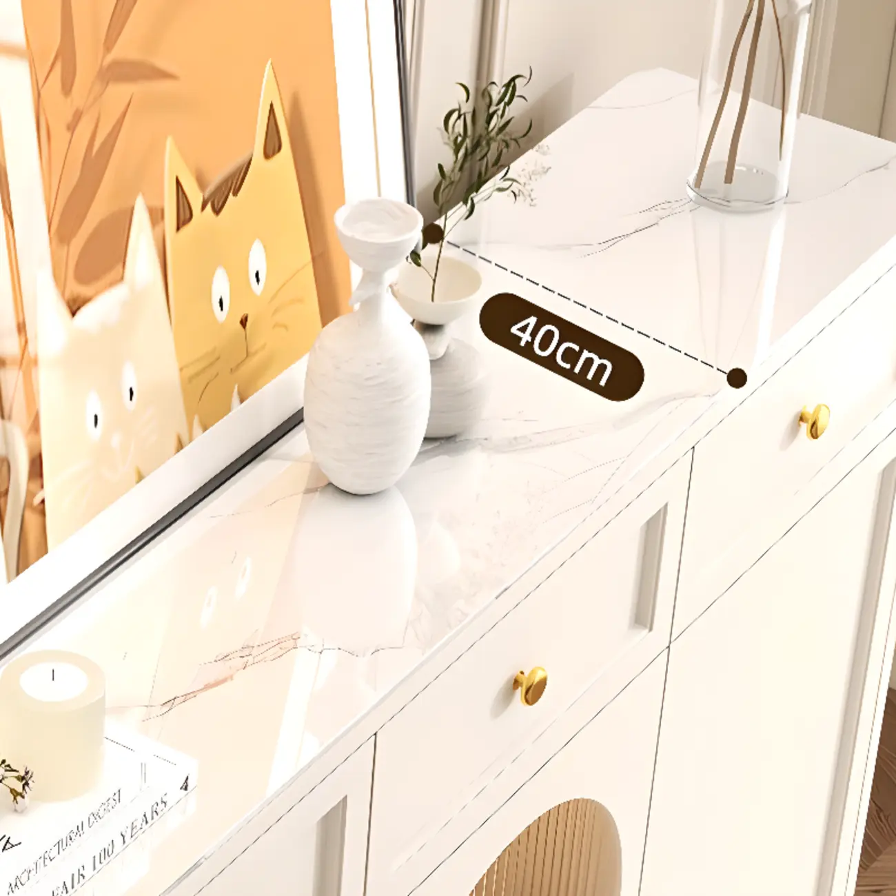 Scandinavian Wooden Kitchen Cabinet with Stone Counter Top