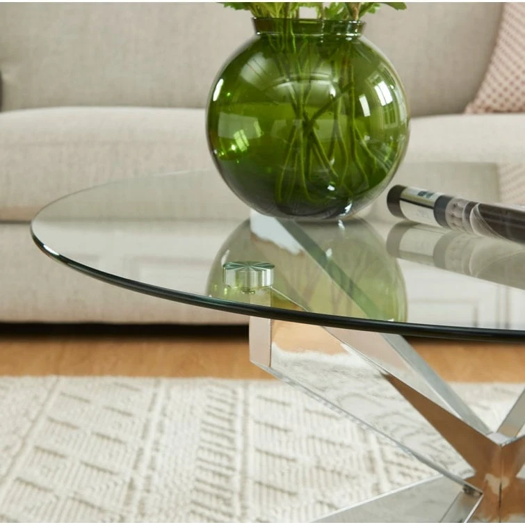 35.4 Round Coffee Table With Glass Top