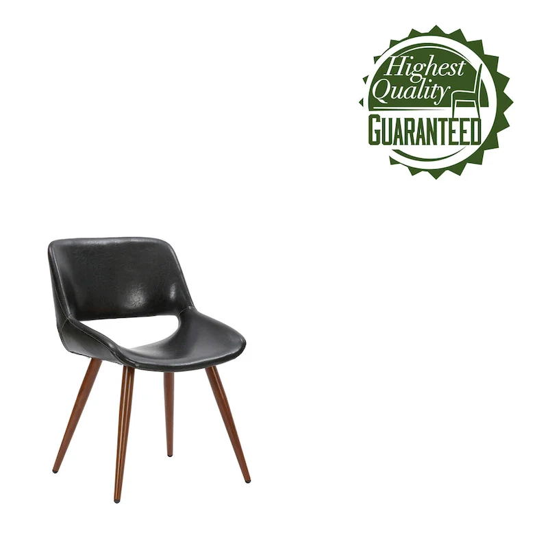 Langa Faux Leather Mid-Century Dining Chair with Metal Legs