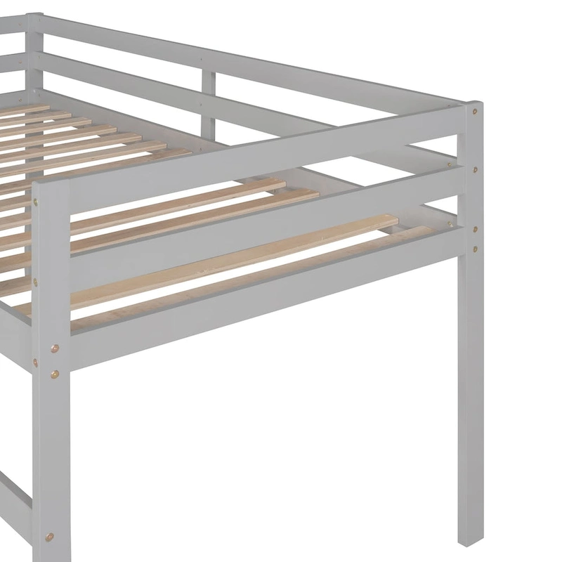 Twin Size Solid Wood Loft Bed with Slide and Ladder