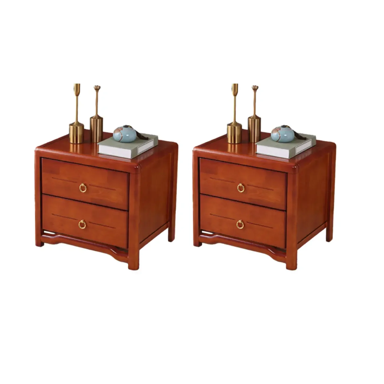 Bedroom Black Wooden 2-Drawer Narrow Nightstand