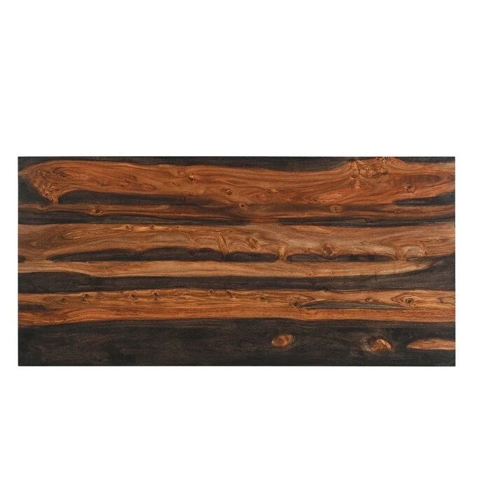 HomeRoots 54 Brown Live Edge Solid Wood Writing Desk With Three Drawers