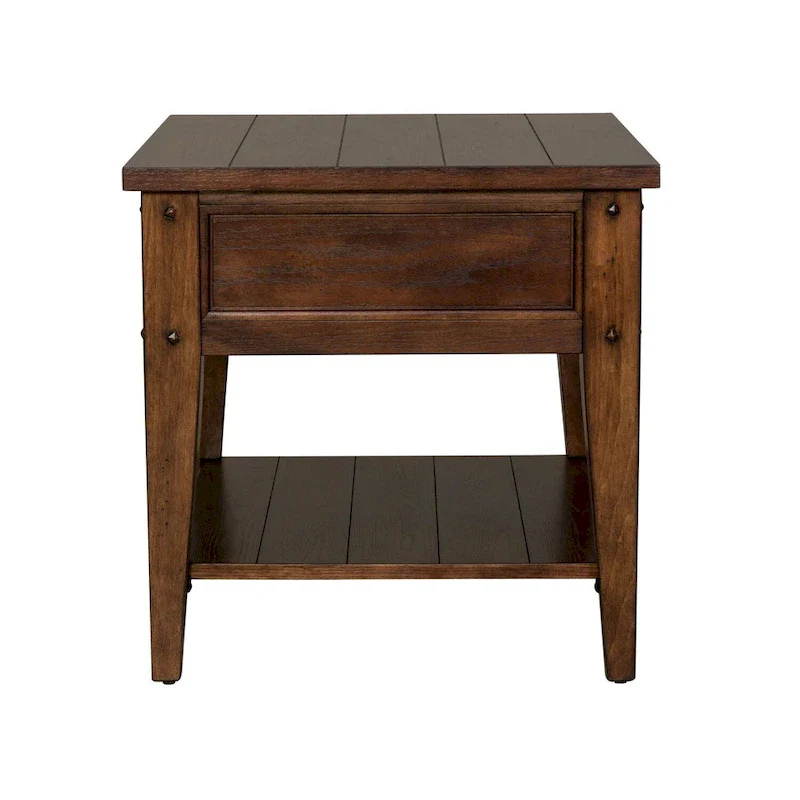 Lake House Accent End Table Rustic Brown Oak