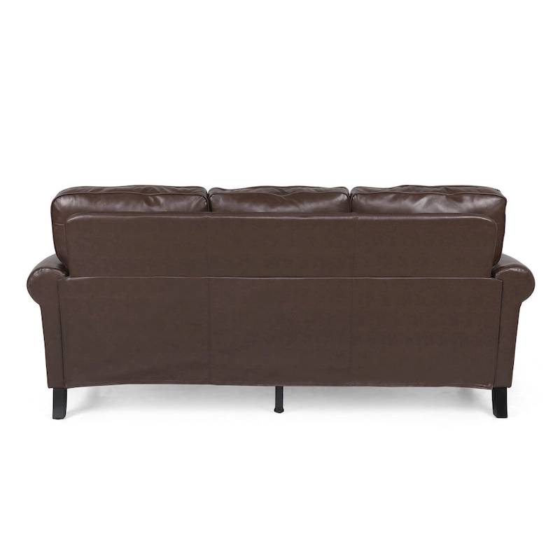 80 Modern Faux Leather 3-Seater Sofa with Birch Legs and Nailheads