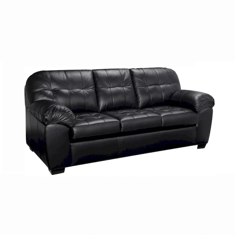 Emma Premium Black Top Grain Leather Tufted Sofa