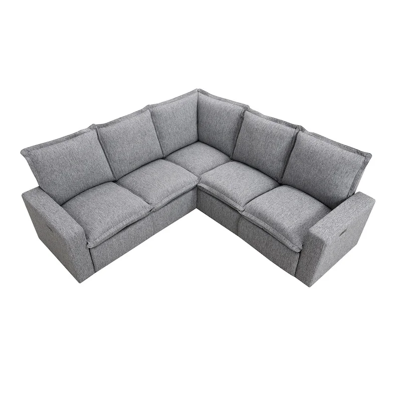 89.76 L-Shaped 5-Seater Sofa with Recliner