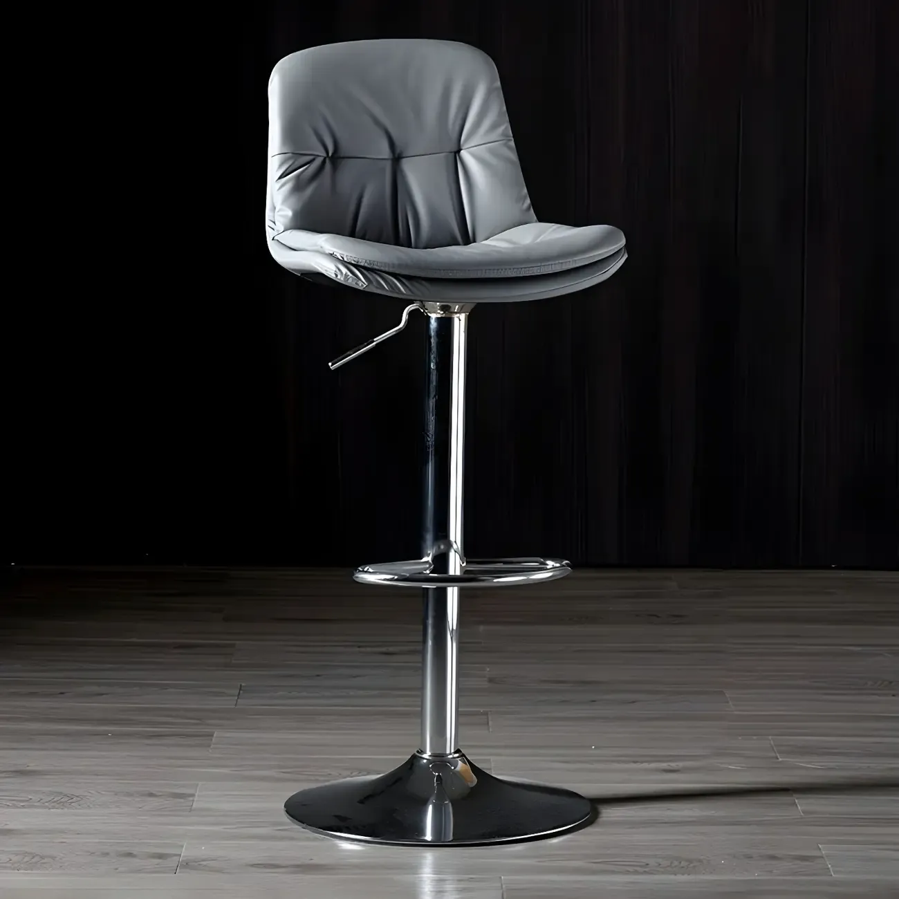Adjustable Leather Low Back Swivel Bar Stool