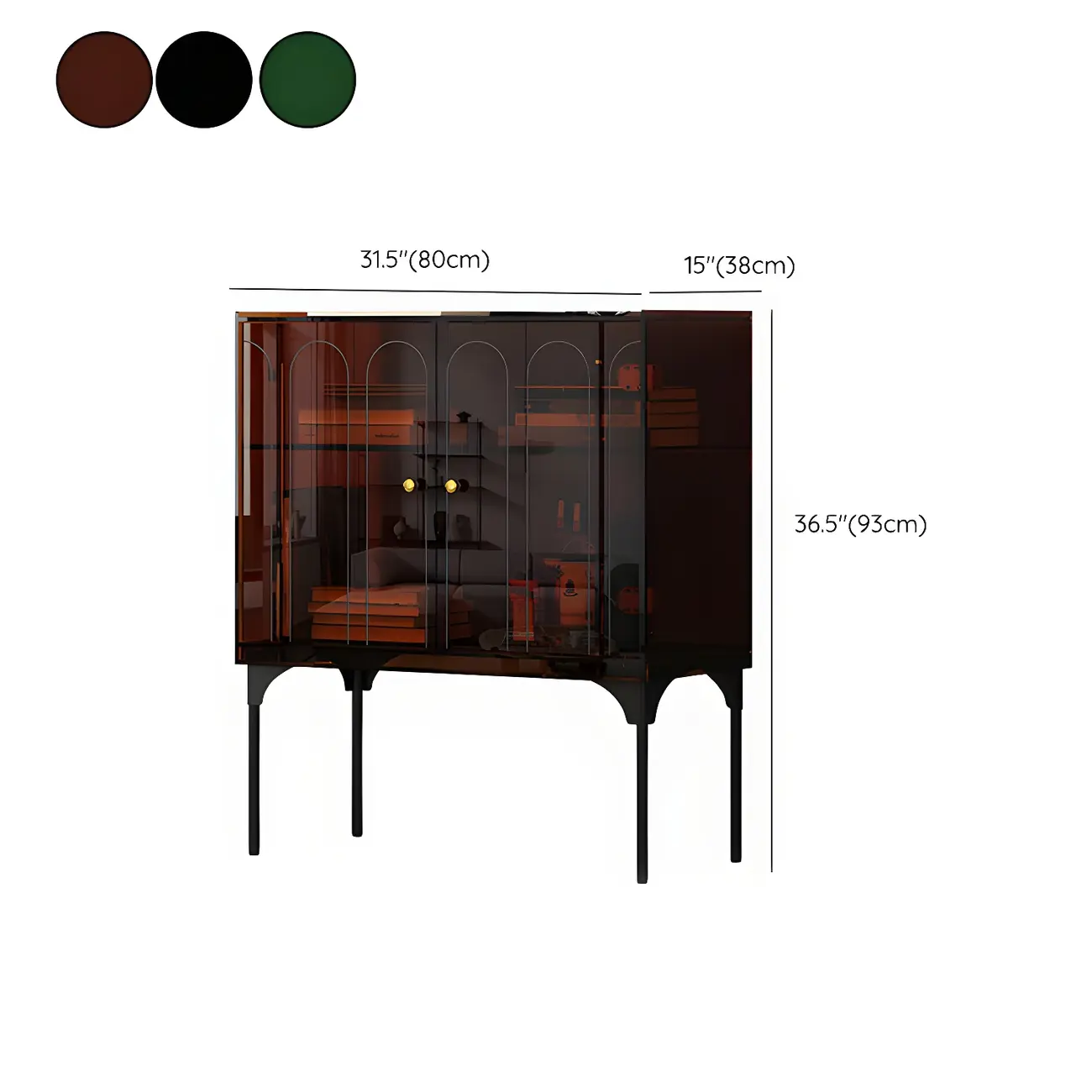 Modern Plastic/Acrylic Sideboard Cabinets with Shelves in Red