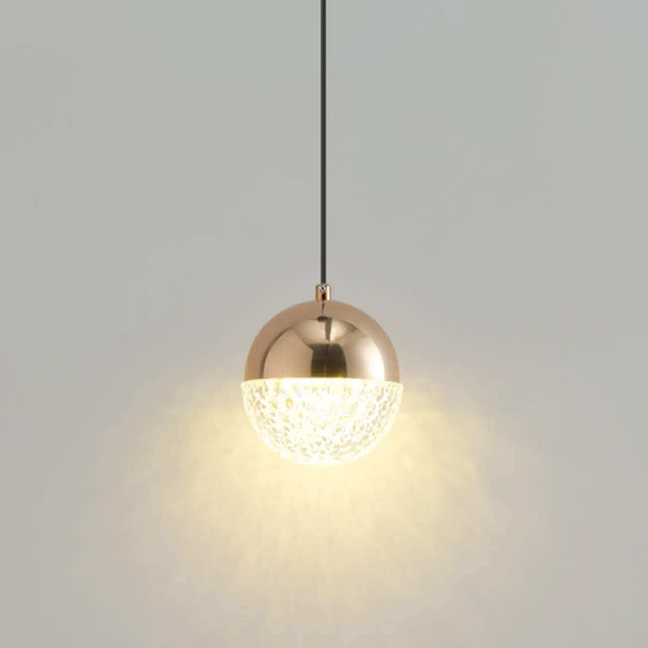 Modern Rose Gold Clear Globe Liftable Pendant Light