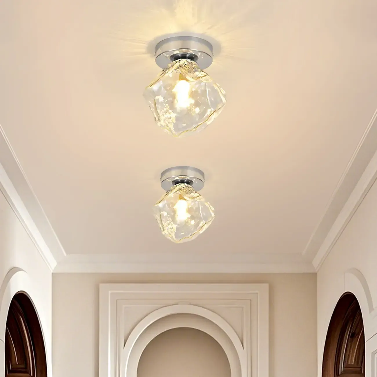 Transparent Semi Flush Ceiling Light for Hallway Elegance