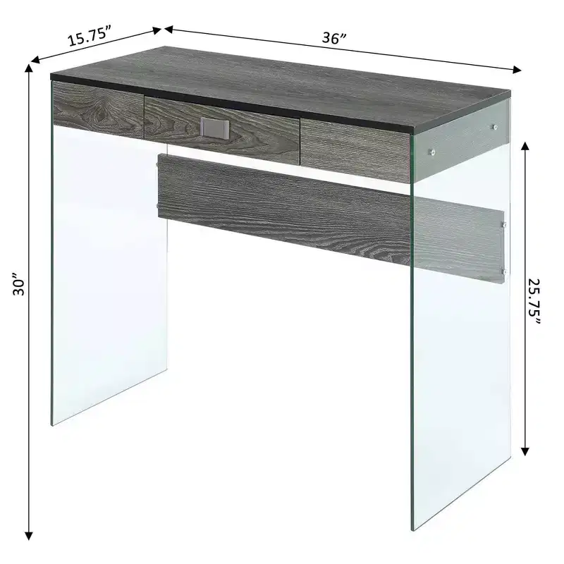 36 Breighton Home Uptown Glass Desk with Drawer
