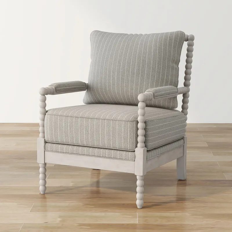 Quince Farmhouse Fabric Padded Beaded Armchair by Furniture of America