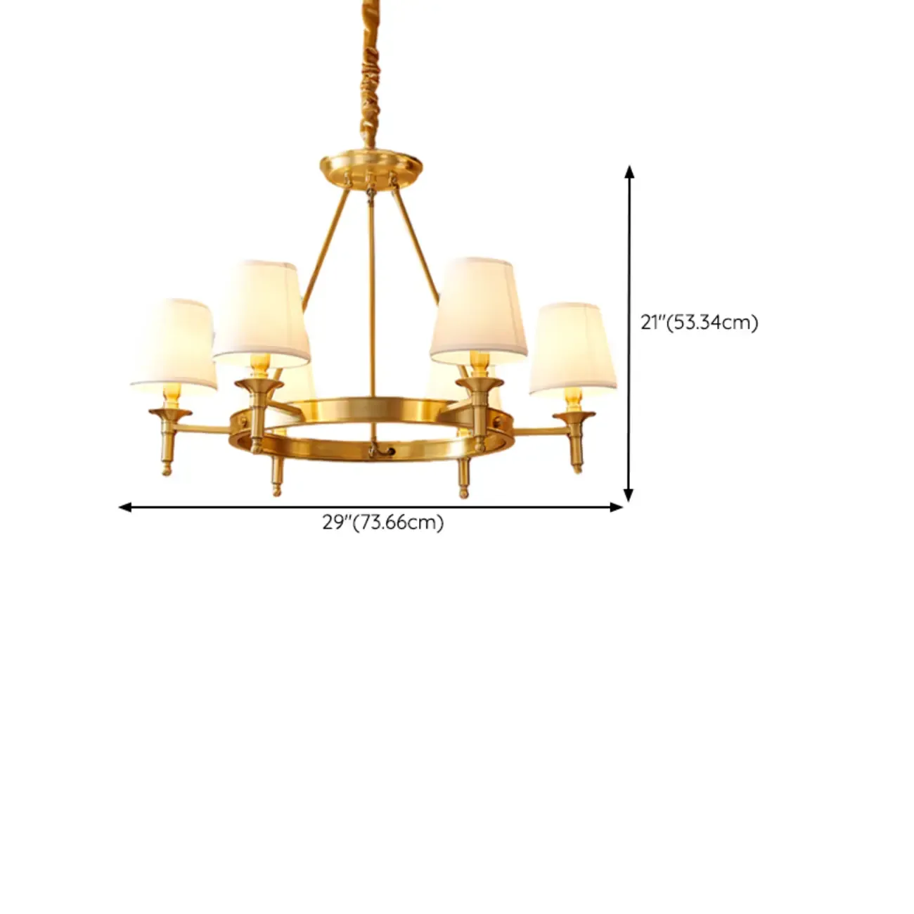 Multi-light Elegant Gold Chandelier with Fabric Shade