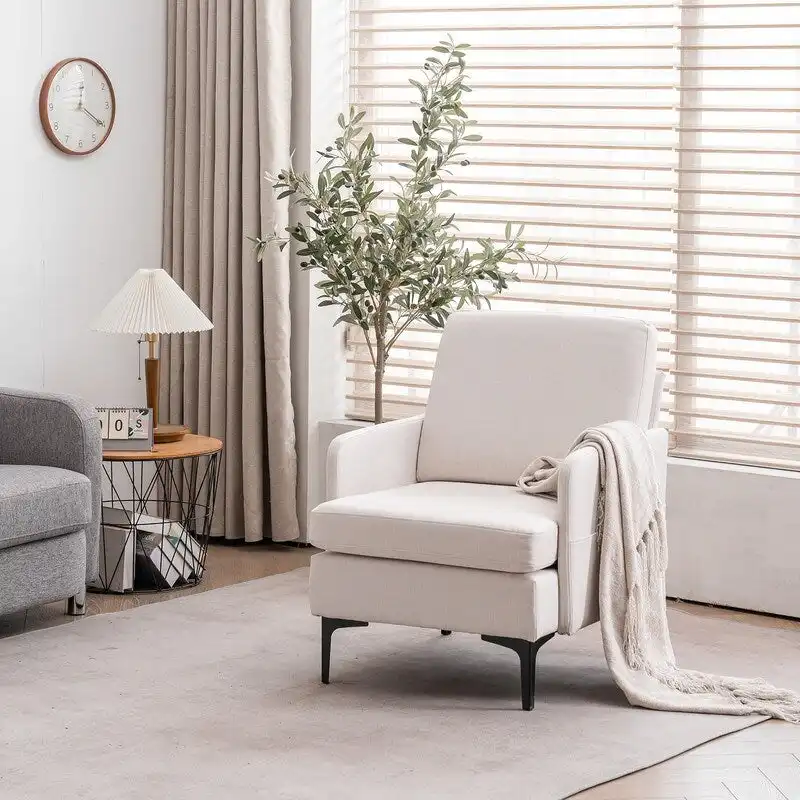 Upholstered Linen Accent Armchair