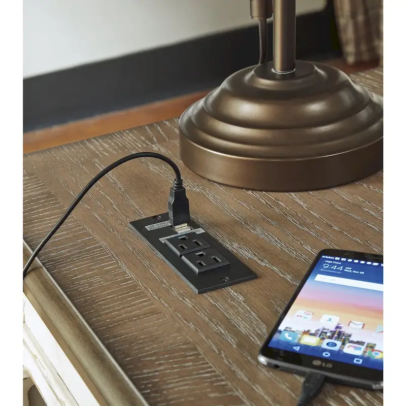 Antique White/Brown 2-Piece Home Office Lift Top Desk