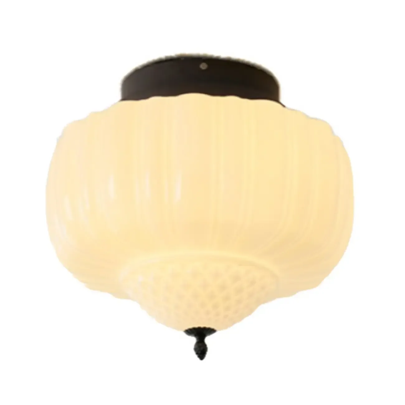 Mini Modern Round Drum Glass Semi Flush Ceiling Light
