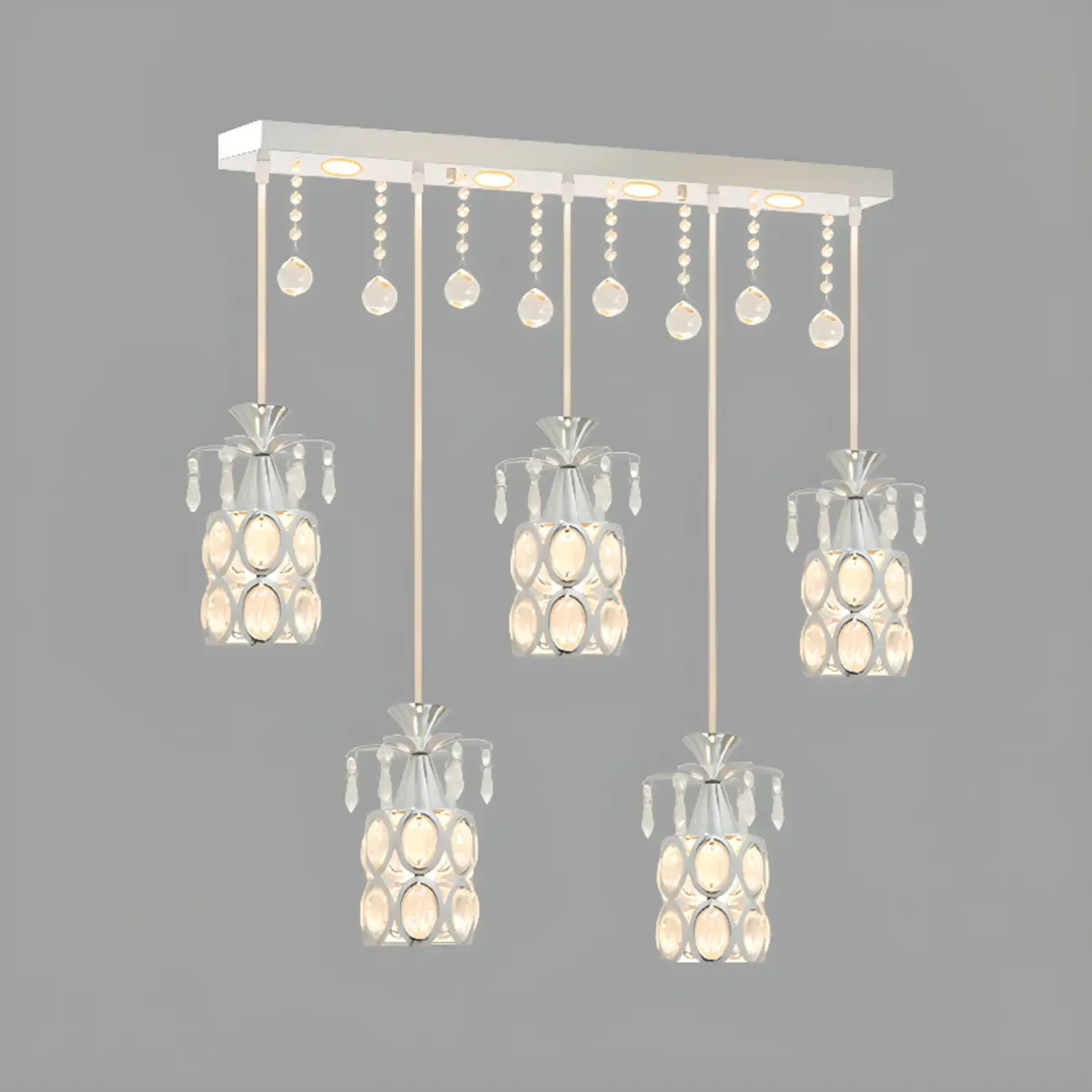 Elegant Cylinder Crystal Kitchen Island Pendant Light with Spotlight