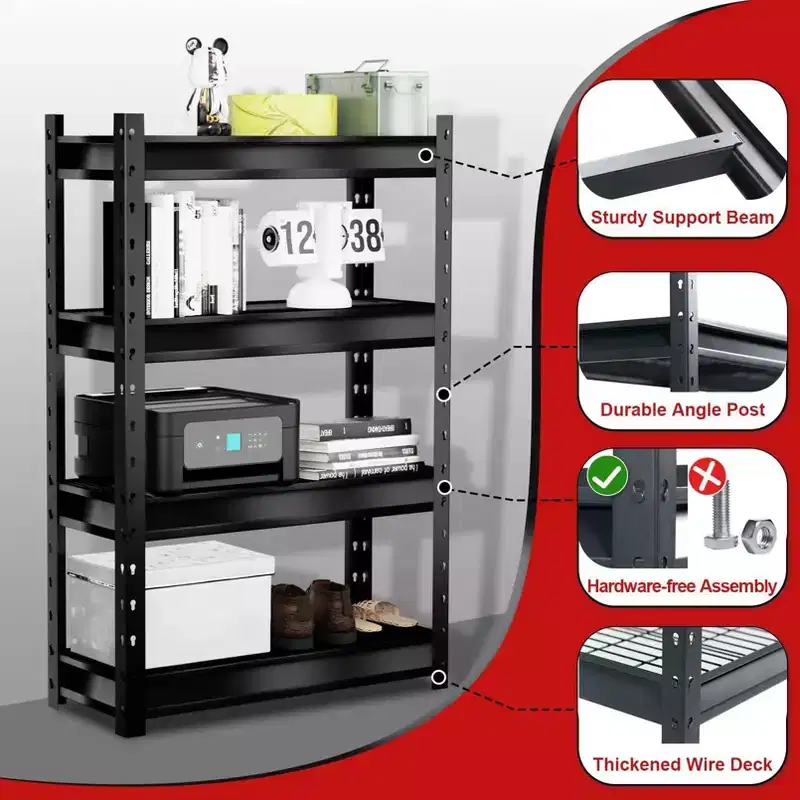 Atlas Shelving 4-Tier 36"x14"x54" Garage Shelving Heavy Duty Loads 6000lbs Dark Gray: Steel, Adjustable & Fixed Shelves