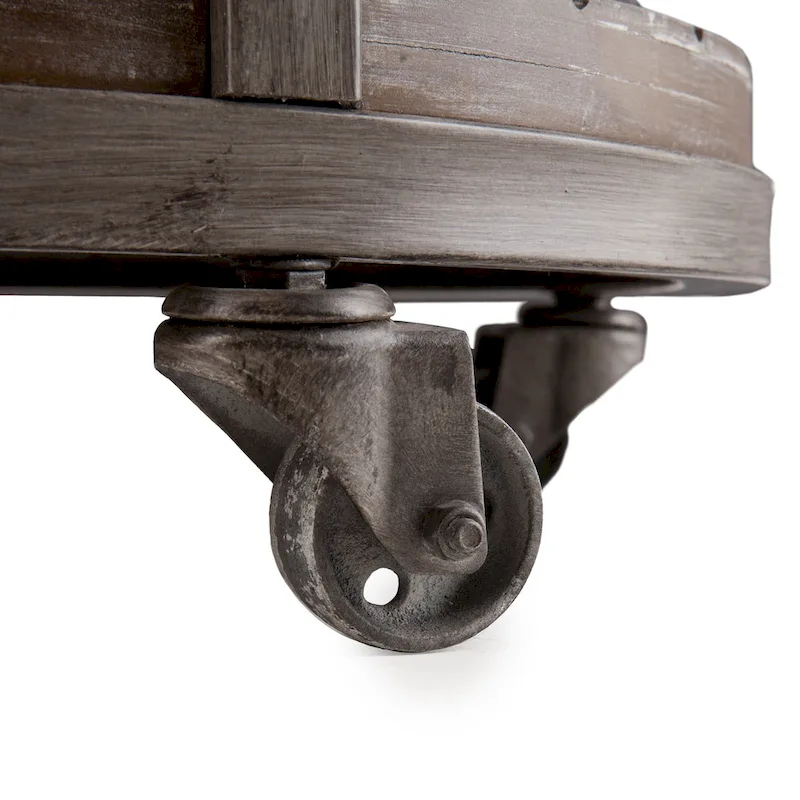 SEI Furniture Kenya Industrial Rustic Round Wood Coffee Table with Shelf