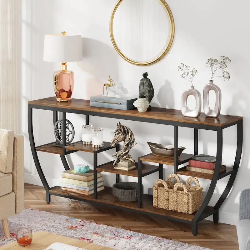 70.9 Inch Extra Long Console Table with Shelves,Sofa Console Table
