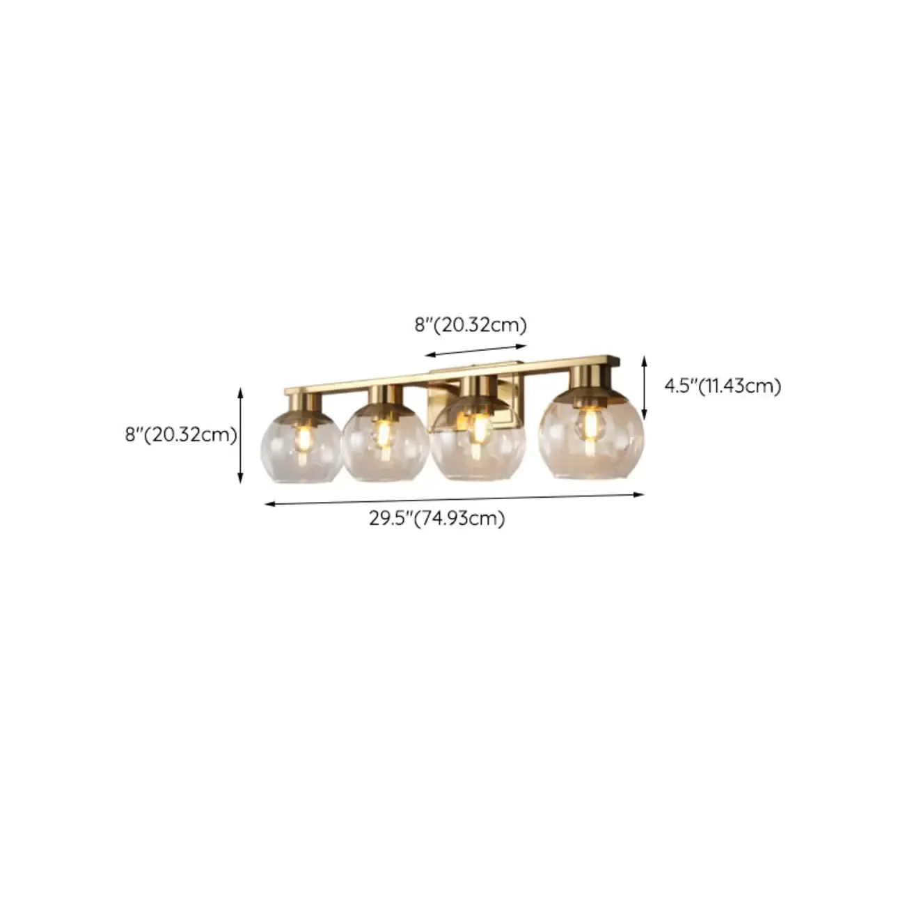Classic Brass Vanity Lights with Transparent Ball Shade