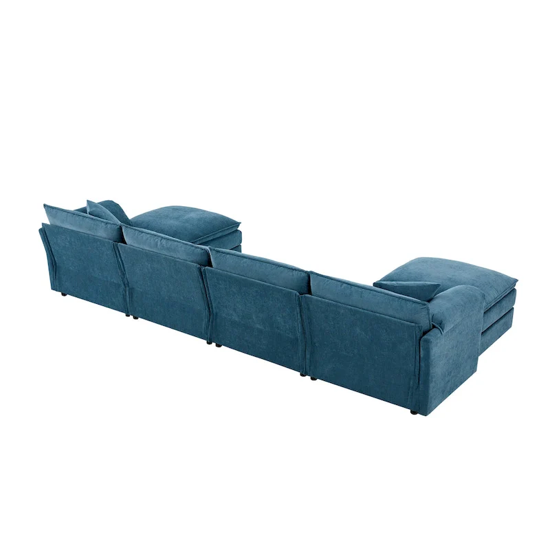 Chenille Modular Sectional Sofa, U Shaped Cloud Upholstered Couch Set