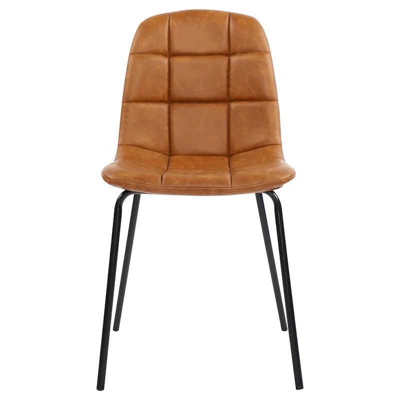 Faux Leather Dining Chairs Upholstered Side Chairs with Metal Legs Set of 2