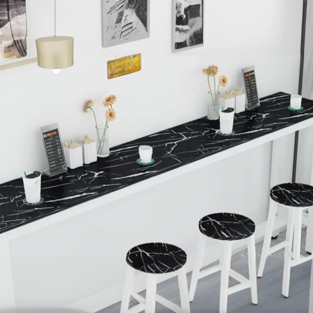 Modern White Metal Fixed Top Design Bar Tables