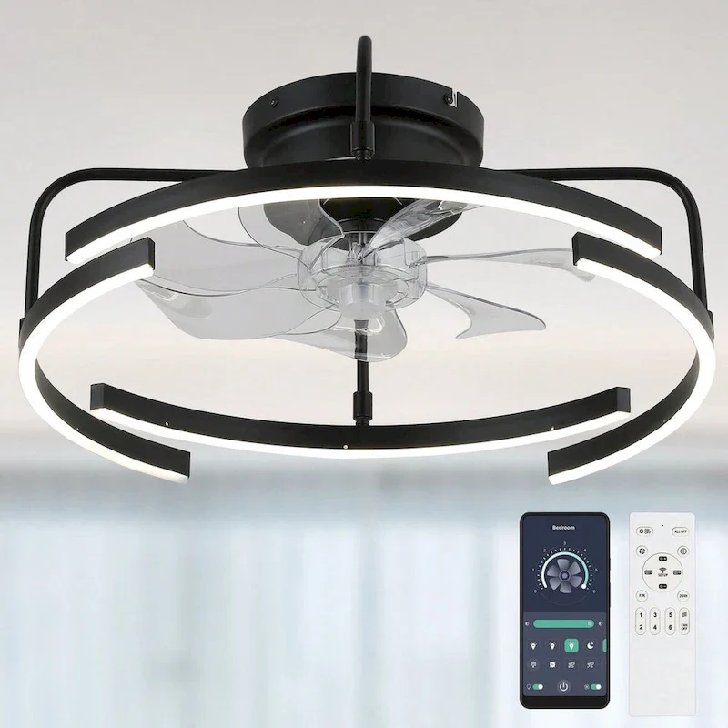 Cusp Barn 20-Inch LED 6-DIY Shape Smart Ceiling Fan With Light, 6-Speed Reversible Ceiling Fan Light With Remote Control