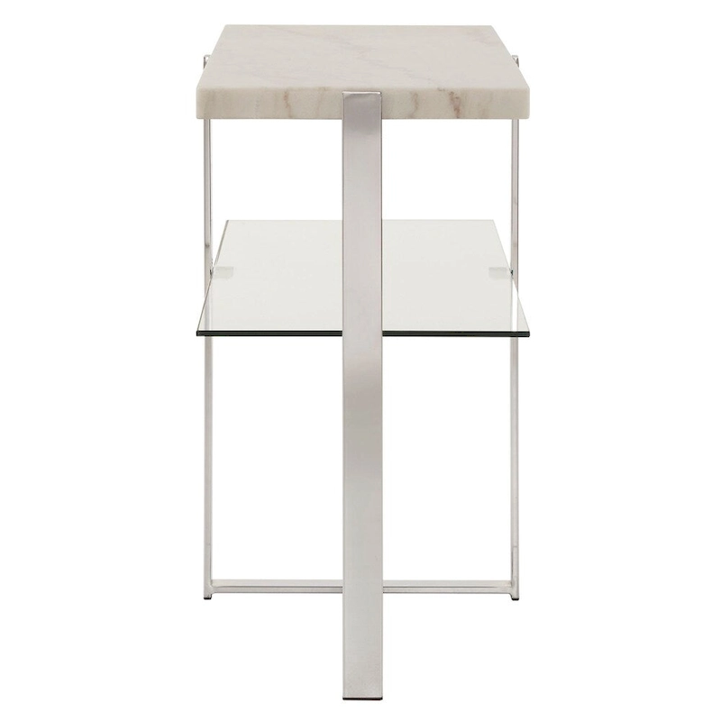 Azel Marble-top Chrome Framed Sofa Table by iNSPIRE Q Modern