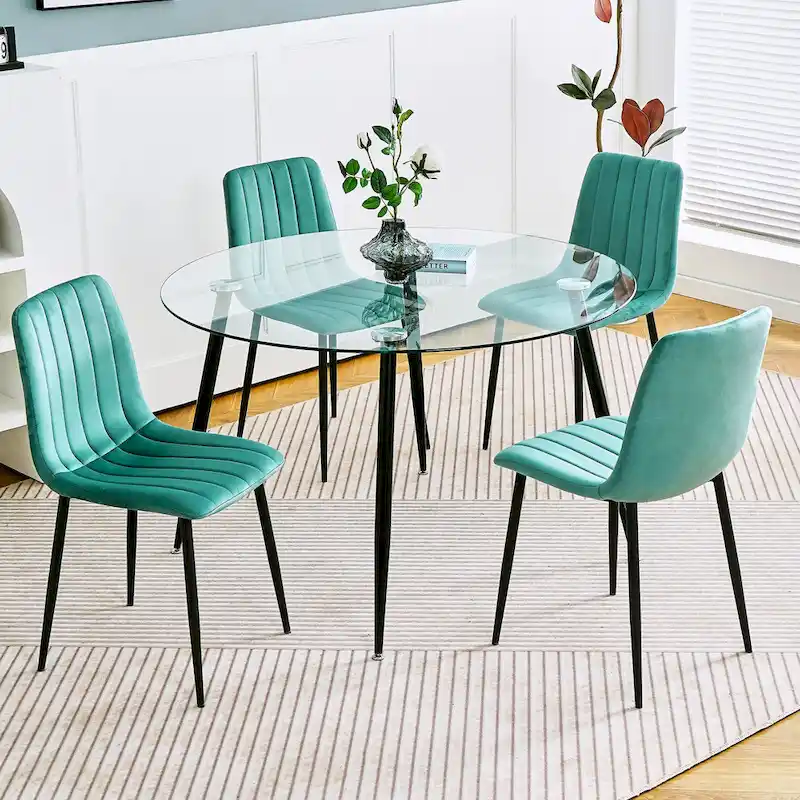 Modern simple glass table, high-quality tempered glass metal material