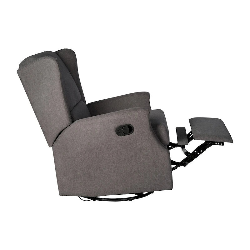 Wingback Manual Recliner Swivel Glider, Cream/Light Gray/Dark Gray, 3-Position, Seats 1