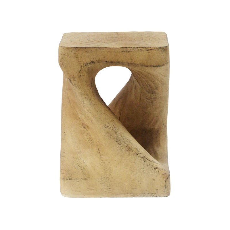 MGO Twist Shape Side Table, Wood-like Texture