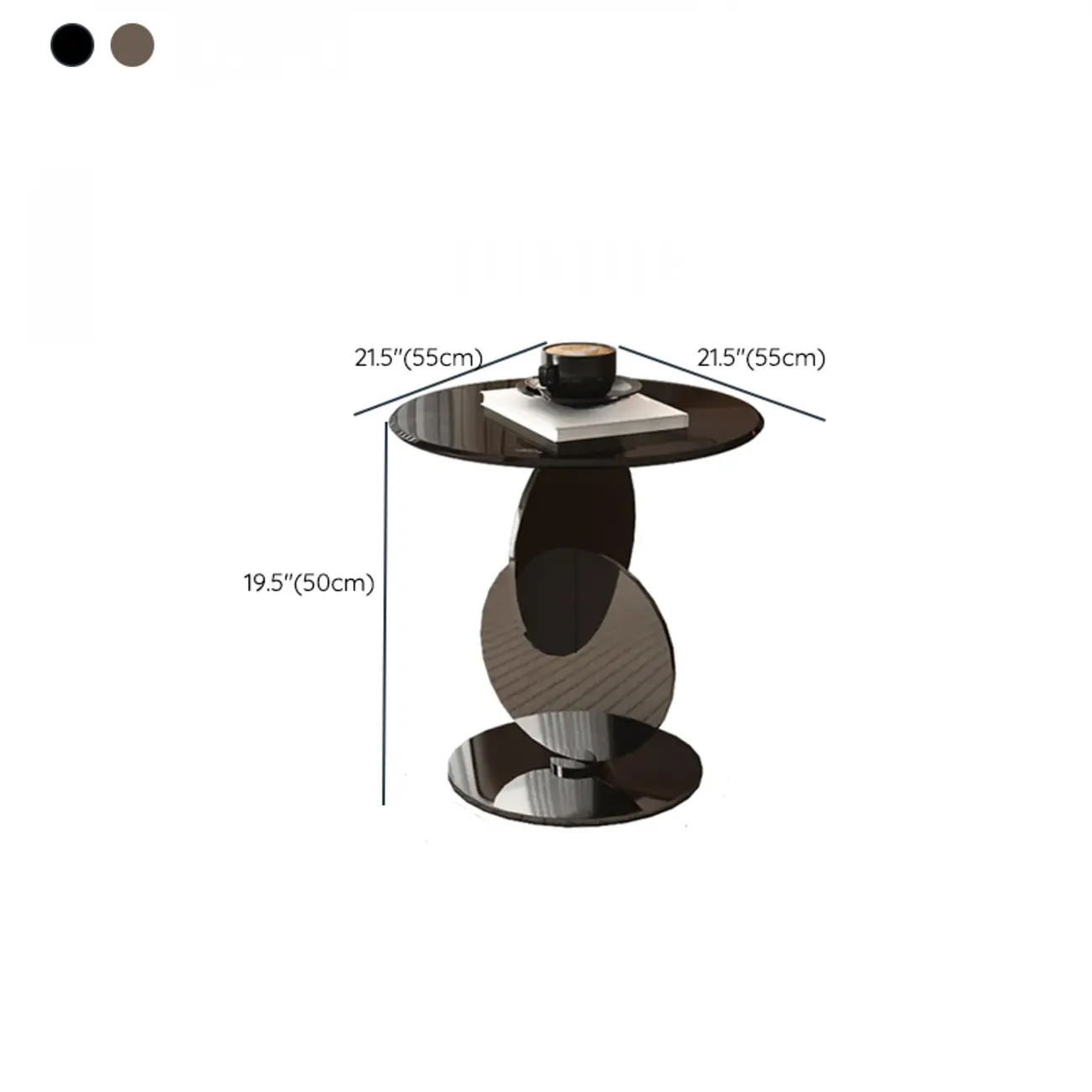Modern Round Glass Top Stainless Pedestal Side Table