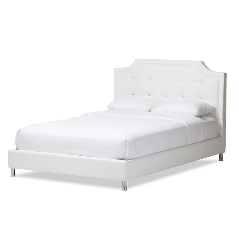 Copper Grove French River White Modern Bed with Upholstered Headboard