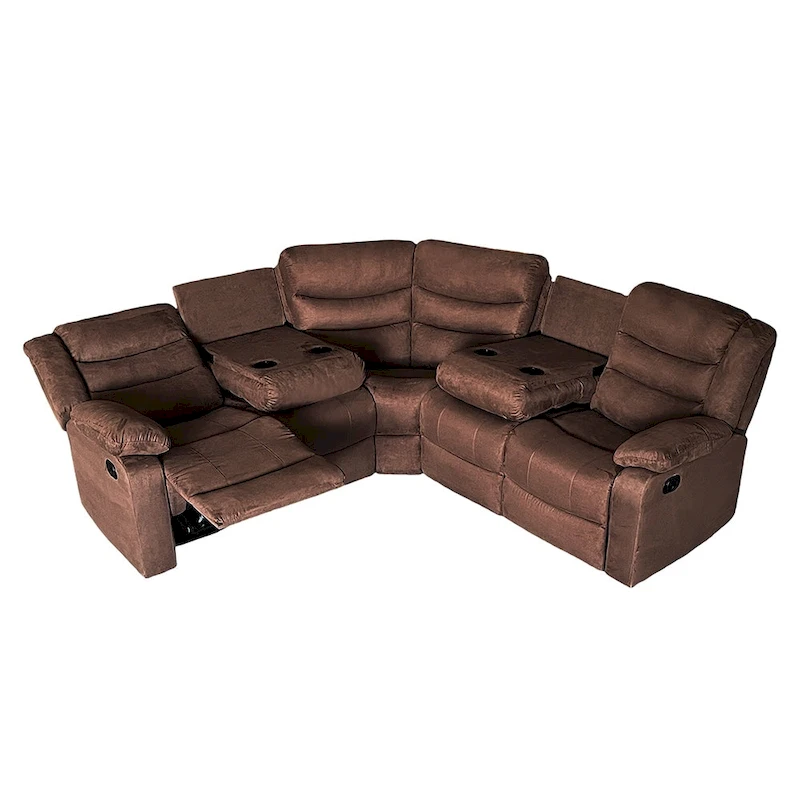 93 Width Polyester/Suede 5-Piece Manual Reclining Sectional Sofa