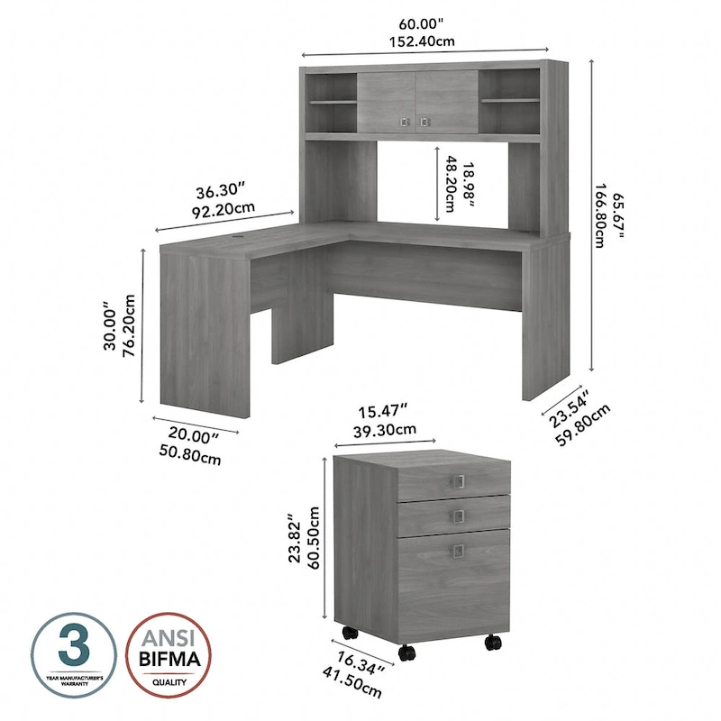 Echo L Shaped Desk with Hutch and Drawers by Bush Business Furniture