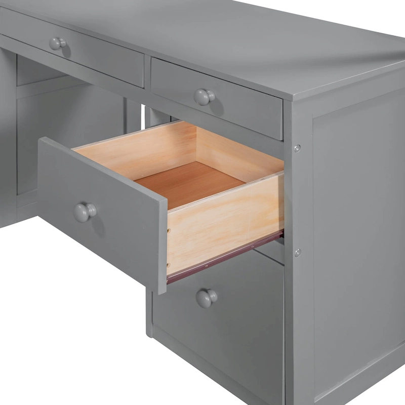 Loft Bed with Ladder, Shelves and Desk