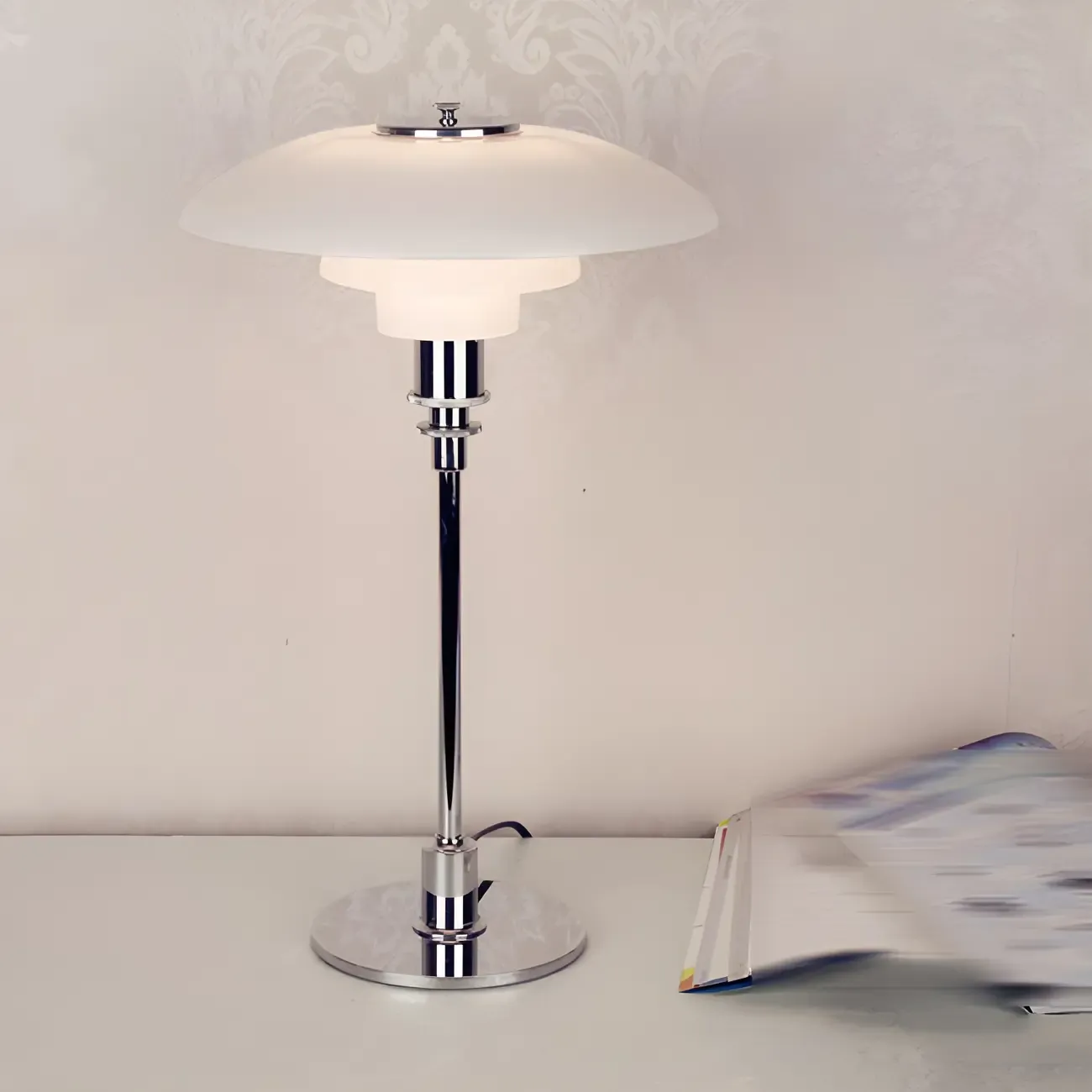 HomeyFad Post-Modern Tiered LED Table Lamp with Built-In Power