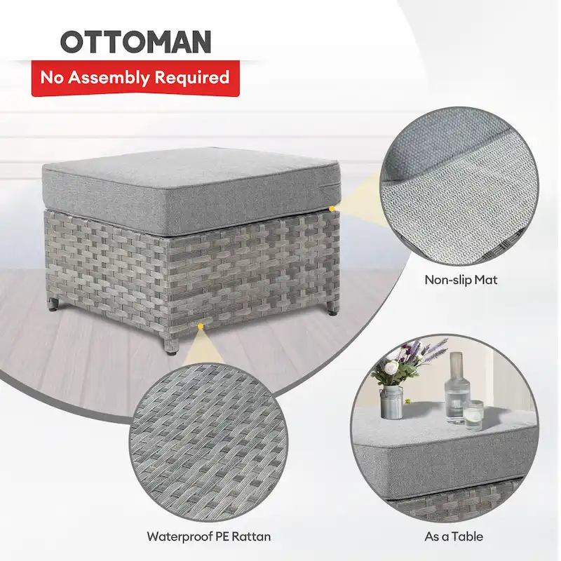 XIZZI 6-piece Patio Wicker Furniture Set with Coffee Table