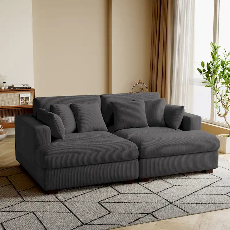 Navaeh Corduroy Modular Sectional Sofa Large Couch Sleeper Chaise