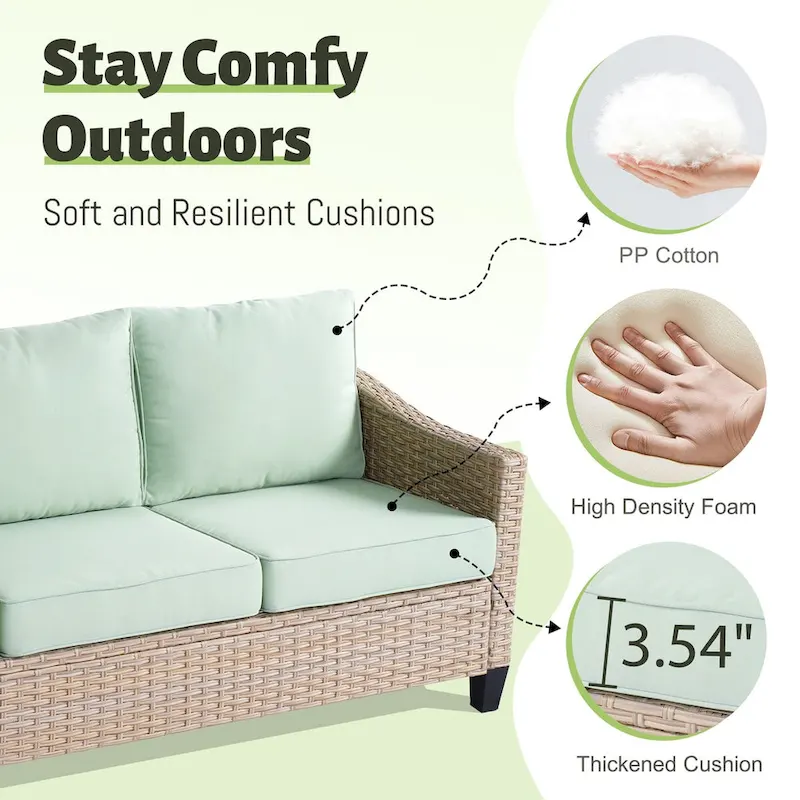 HOOOWOOO 8-piece Wicker Patio Furniture Conversation Sofa Set