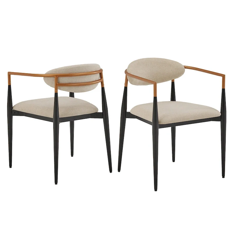 Mid-century Dining Chair with Two-tone Copper & Black Finish (Set of 2)