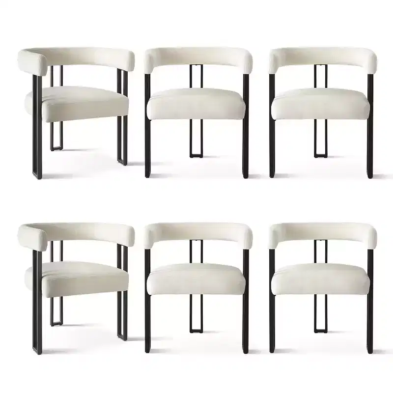 Panipeachy Upholstered Dining Chairs Set of 6, Contemporary Velvet Curved Back Kitchen Chair with Sleek Metal Base