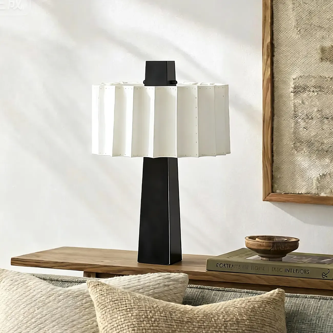 Modern Iron LED Table Lamp with Pleated Shade