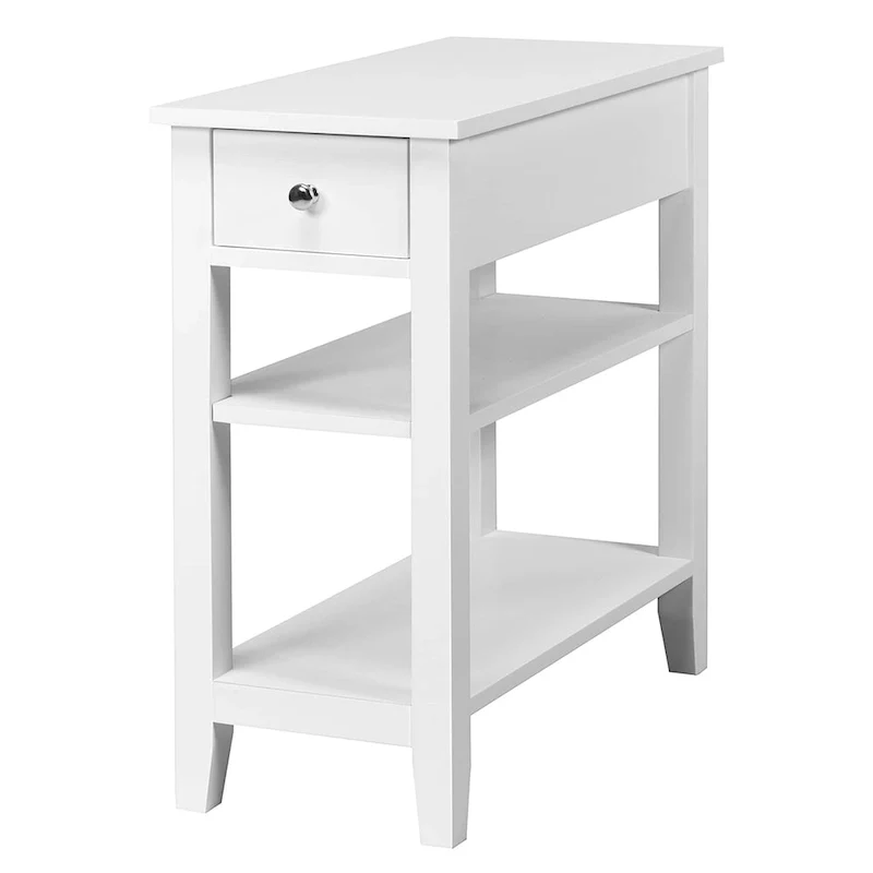 3-Tier End Table with 1 Drawer & 2 Shelves, 24"L x 12"W x 24.5"H, MDF, Waterproof Finish