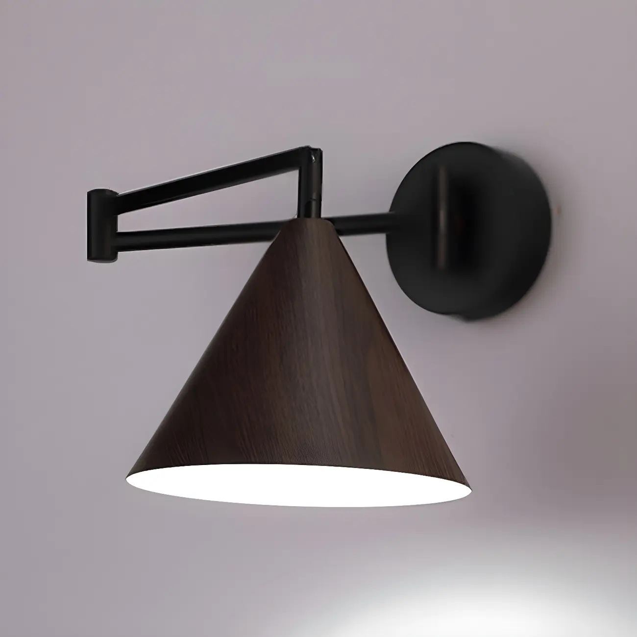 Modern Metal Black Cone Swing Arm Wall Light