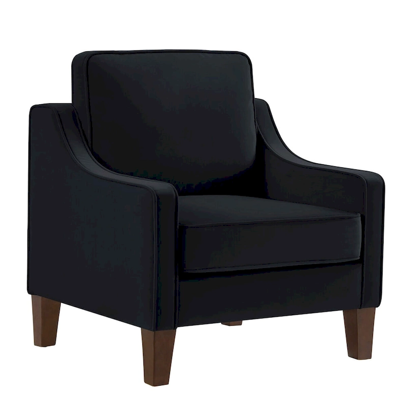 Upholstered Velvet Accent Chair with Wooden Legs